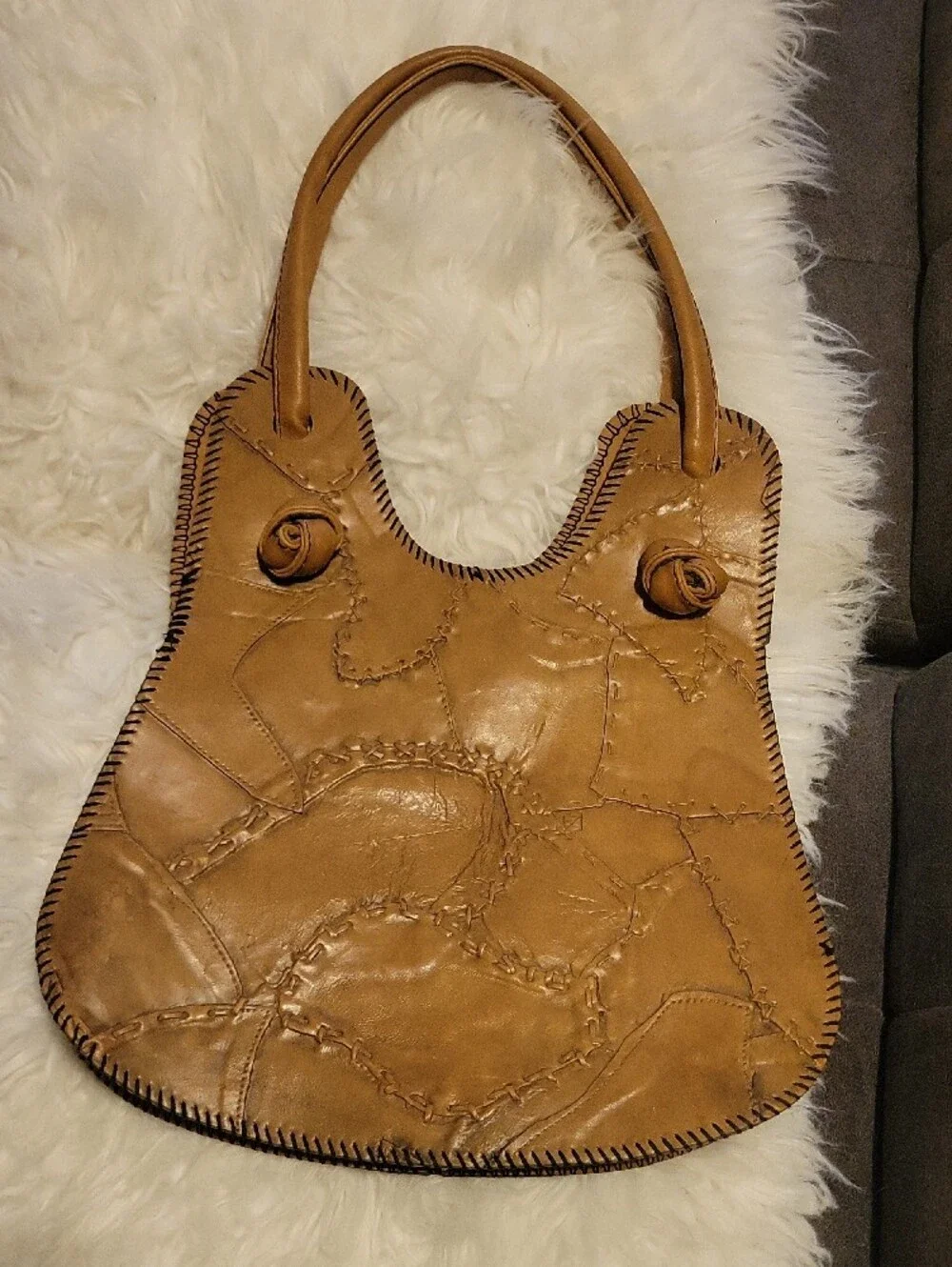 Faux, Leather ,Stiched Shoulder bag
